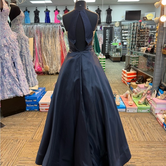 SHERRI HILL NAVY PROM DRESS FORMAL PAGEANT GOWN SZ 00 53659 - Picture 5 of 8